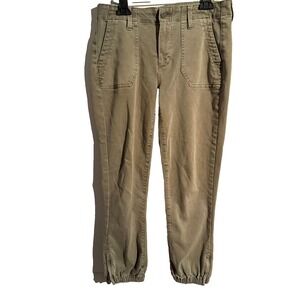 PAIGE Mayslie Cropped Jogger Size 28 Vintage Ivy Green Pockets Inseam 25"